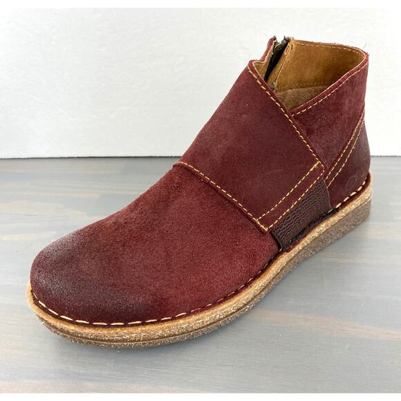 Born Tora Booties Ankle Boots Women Size 7.5M Red Suede Leather Bohemian Comfort - Picture 1 of 10